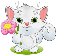 a spring kitty with pink flower